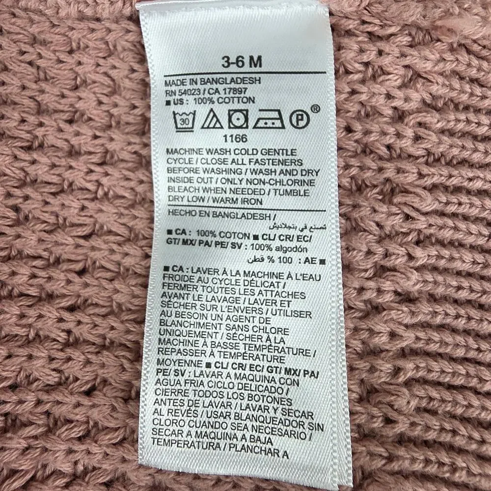 OLD NAVY BABY GIRL’S MAUVE KNIT HOODED CARDIGAN SWEATER SIZE 3–6 MONTHS